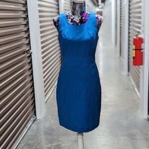 J. Crew Size 6 Suiting Blue Wool Sheath Dress with Pockets